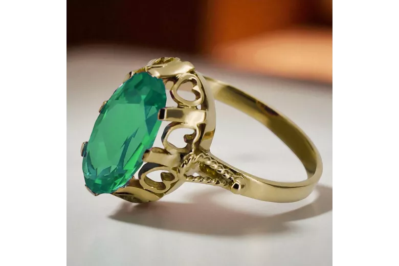 Каблучка Смарагд 14K Жовте золото Вінтаж vrc134y